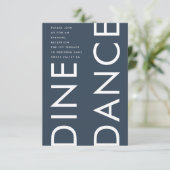Ultra Modern Bold Navy Monogram DANCE Wedding Informatiekaartje (Staand voorkant)