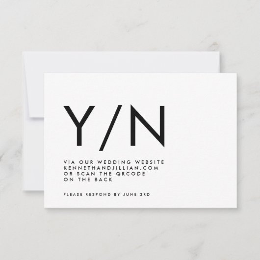 Ultra Modern BOLD QR CODE TRENDY Website Y/N RSVP Kaartje (Voorkant)