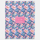 Ultra Modern Bord Roze Monogram Deken voor Haar (Voorkant)