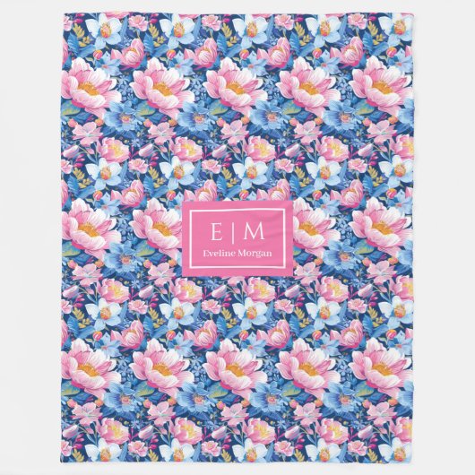 Ultra Modern Bord Roze Monogram Deken voor Haar (Voorkant)