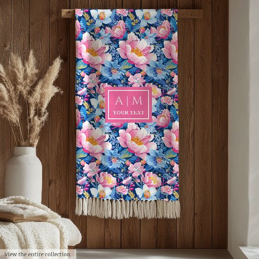 Ultra Modern Bord Roze Monogram Deken voor Haar