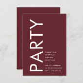 Ultra Modern Burgundy Maroon Monogram Weddenschap Informatiekaartje (Voorkant / Achterkant)