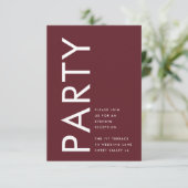 Ultra Modern Burgundy Maroon Monogram Weddenschap Informatiekaartje (Staand voorkant)