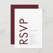 Ultra Modern Burgundy Maroon Monogram Weddenschap RSVP Kaartje (Voorkant / Achterkant)