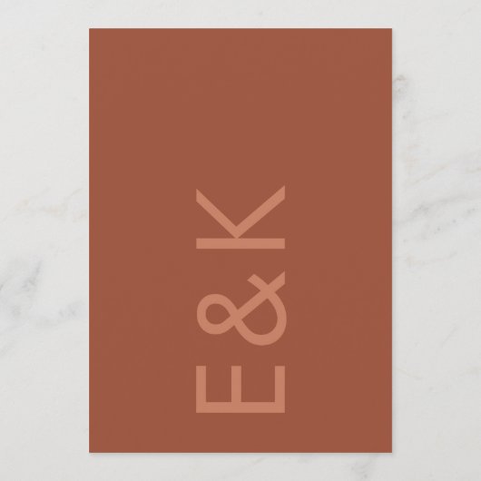 Ultra Modern Desert Bold Monogram Terracotta Kaart (Achterkant)