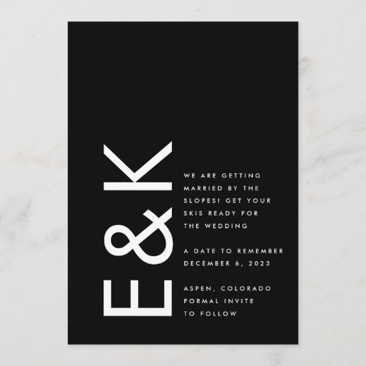 Ultra Modern Editable Premium niet-fotoMonogram Save The Date (Achterkant)