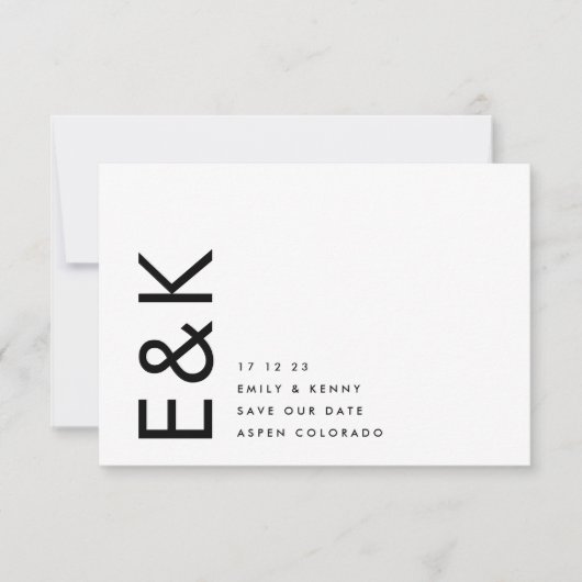 Ultra Modern Editable QR Code Zwart wit Save The Date (Voorkant)