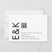Ultra Modern Editable QR Code Zwart wit Save The Date (Achterkant)