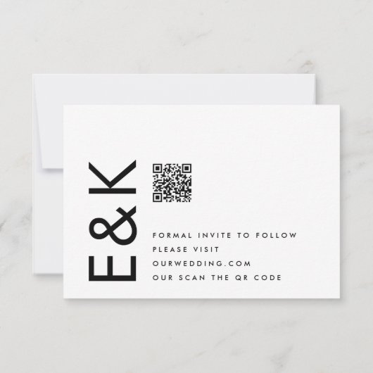 Ultra Modern Editable QR Code Zwart wit Save The Date (Achterkant)