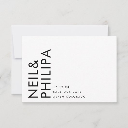 Ultra Modern Editable QR Code Zwart wit Save The Date (Voorkant)