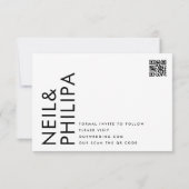 Ultra Modern Editable QR Code Zwart wit Save The Date (Achterkant)