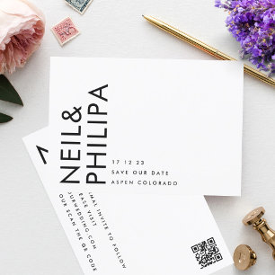 Ultra Modern Editable QR Code Zwart wit Save The Date