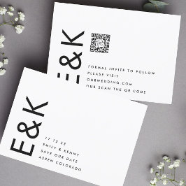 Ultra Modern Editable QR Code Zwart wit Save The Date