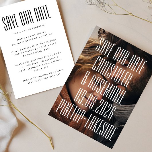 Ultra Modern Eenvoudige Foto Grote Vette Details B Save The Date