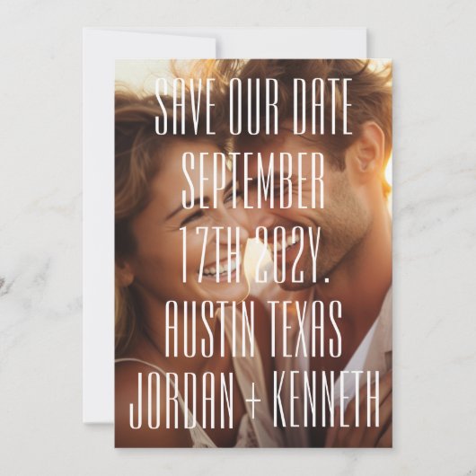 Ultra Modern Eenvoudige Foto Grote Vette Details B Save The Date (Voorkant)