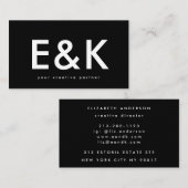 Ultra Modern Extra Bold Big Monogram Black Visitekaartje (Voorkant / Achterkant)