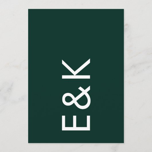 Ultra Modern Forest Bold Monogram Emerald Green Kaart (Achterkant)