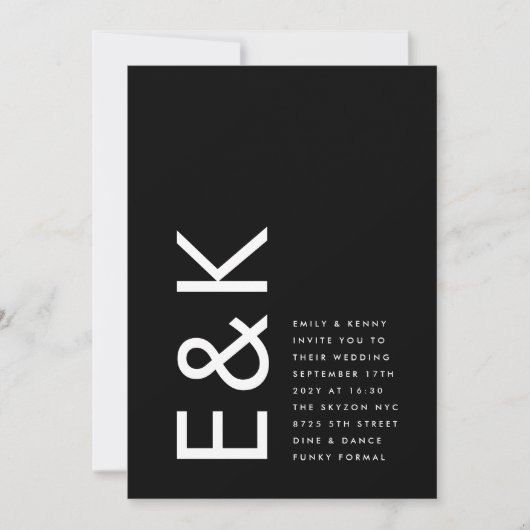 Ultra Modern | Foto | Vet Monogram bruiloft Kaart (Voorkant)
