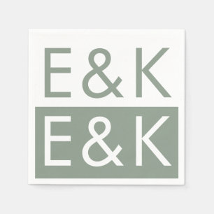 Ultra Modern gebold Sage Green Monogram Eenvoudig Servet