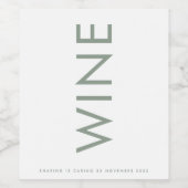 Ultra Modern gebold Sage Green Monogram Eenvoudig Wijn Etiket (Enkel label)