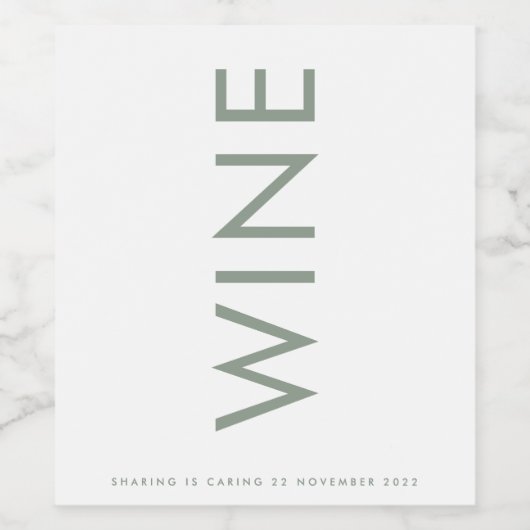 Ultra Modern gebold Sage Green Monogram Eenvoudig Wijn Etiket (Enkel label)