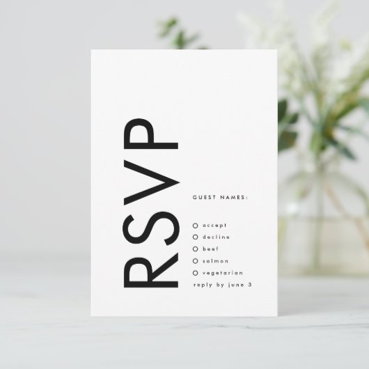 Ultra Modern Genderneutraal huwelijk RSVP Kaartje (Staand voorkant)