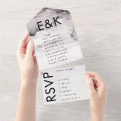 Ultra Modern Genderneutraal Ink Wedding All In One Uitnodiging (Afscheurbaar)