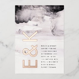 Ultra Modern Genderneutraal Ink Wedding Folie Uitnodiging