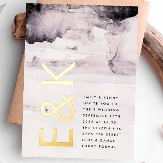 Ultra Modern Genderneutraal Ink Wedding Folie Uitnodiging