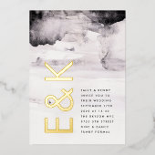 Ultra Modern Genderneutraal Ink Wedding Folie Uitnodiging (Voorkant)