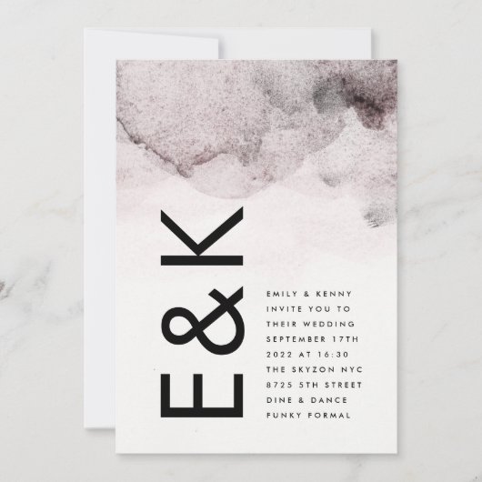Ultra Modern Genderneutraal Ink Wedding Kaart (Voorkant)