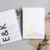 Ultra Modern Gold niet-fotoMonogram bewaart de dat Folie Uitnodiging