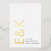 Ultra Modern Gold niet-fotoMonogram bewaart de dat Folie Uitnodiging (Voorkant)