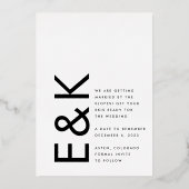 Ultra Modern Gold niet-fotoMonogram bewaart de dat Folie Uitnodiging (Achterkant)