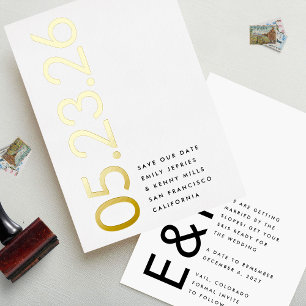 Ultra Modern Goud Geen foto Vet DATUM Sla de datum Folie Uitnodiging