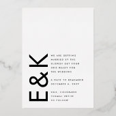 Ultra Modern Goud Geen foto Vet DATUM Sla de datum Folie Uitnodiging (Achterkant)