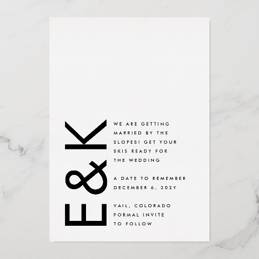 Ultra Modern Goud Geen foto Vet DATUM Sla de datum Folie Uitnodiging (Achterkant)