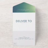 Ultra Modern Gradient Green Ombre Wedding All In One Uitnodiging (Buitenkant)