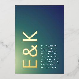 Ultra Modern Gradient Green Ombre Wedding Folie Uitnodiging