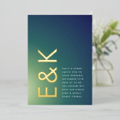 Ultra Modern Gradient Green Ombre Wedding Folie Uitnodiging (Staand Voorkant)