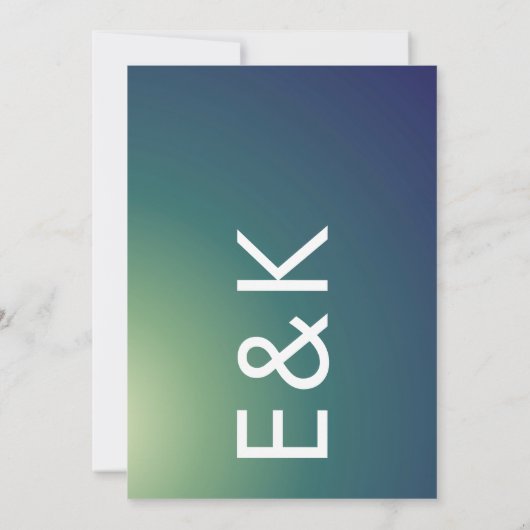 Ultra Modern Gradient Green Ombre Wedding Kaart (Achterkant)