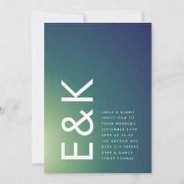 Ultra Modern Gradient Green Ombre Wedding Kaart