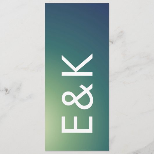 Ultra Modern Gradient Green Ombre Wedding Menu (Achterkant)