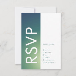 Ultra Modern Gradient Green Ombre Wedding RSVP Kaartje