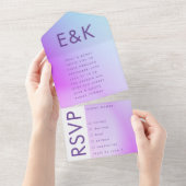 Ultra Modern gradiënt Paars valhuwelijk All In One Uitnodiging (Afscheurbaar)