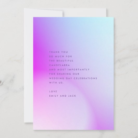 Ultra Modern gradiënt Paars valhuwelijk Bedankkaart (Achterkant)