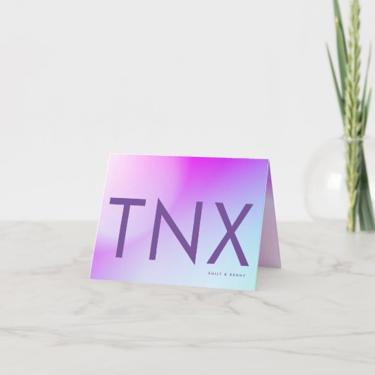 Ultra Modern gradiënt Paars valhuwelijk Bedankkaart (Voorkant)