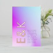 Ultra Modern gradiënt Paars valhuwelijk Folie Uitnodiging (Staand Voorkant)