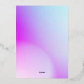 Ultra Modern gradiënt Paars valhuwelijk Folie Uitnodiging (Achterkant)