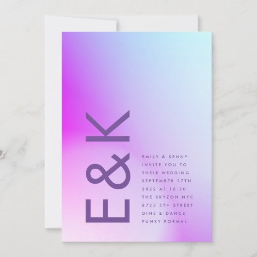 Ultra Modern gradiënt Paars valhuwelijk Kaart (Voorkant)